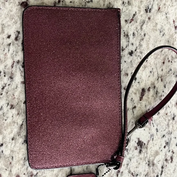 Metallic Cherry Coach Wristlet Wallet with Logo Bag Chain Strap - Picture 4 of 9